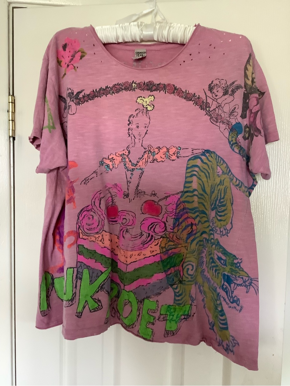 Magnolia Pearl Pink Short-Sleeve Graphic Tee with Multicolor Print